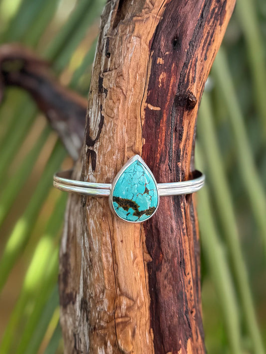Teardrop Turquoise Silver Cuff