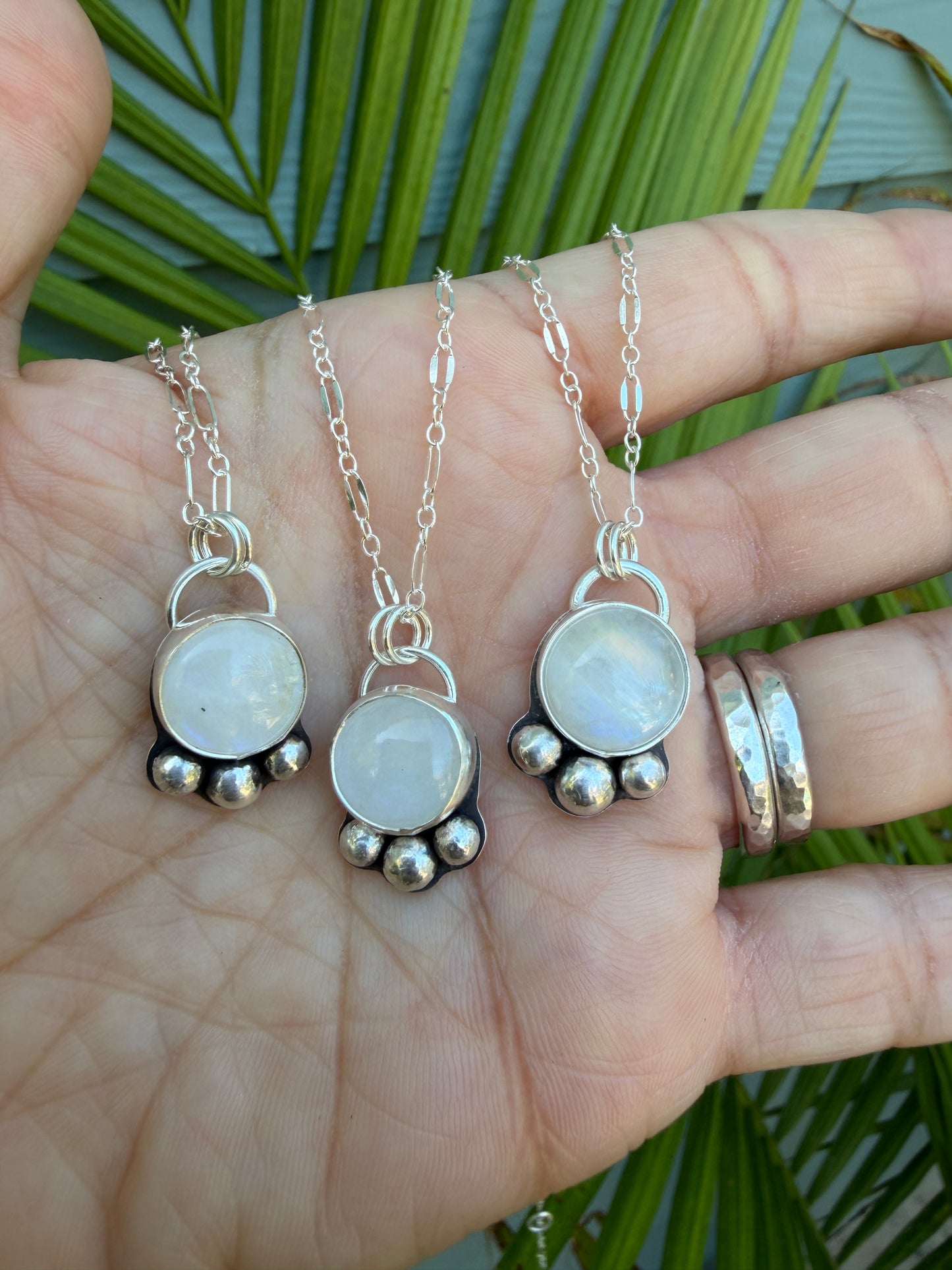 Rainbow Moonstone Necklace Sterling Silver