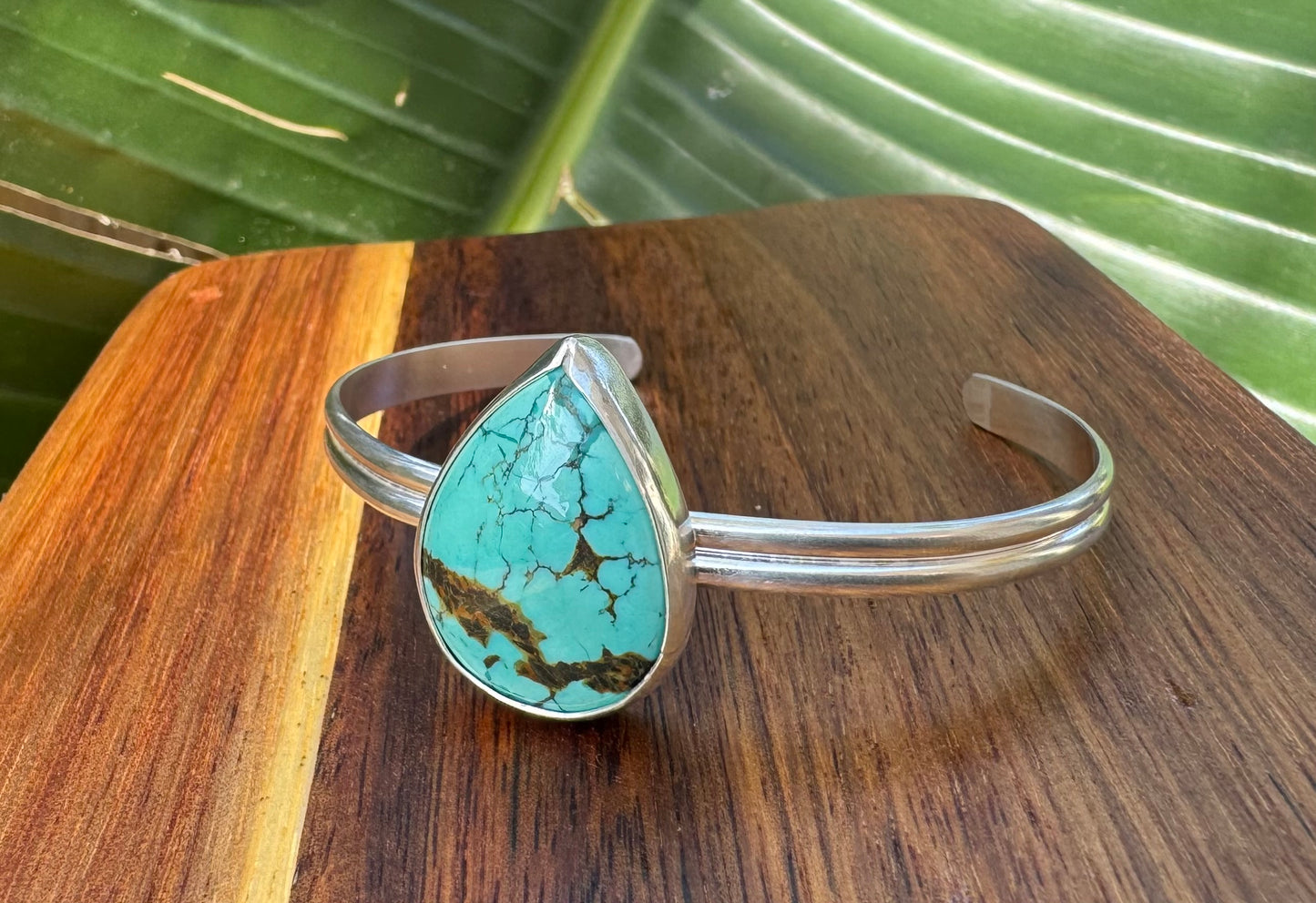 Teardrop Turquoise Silver Cuff