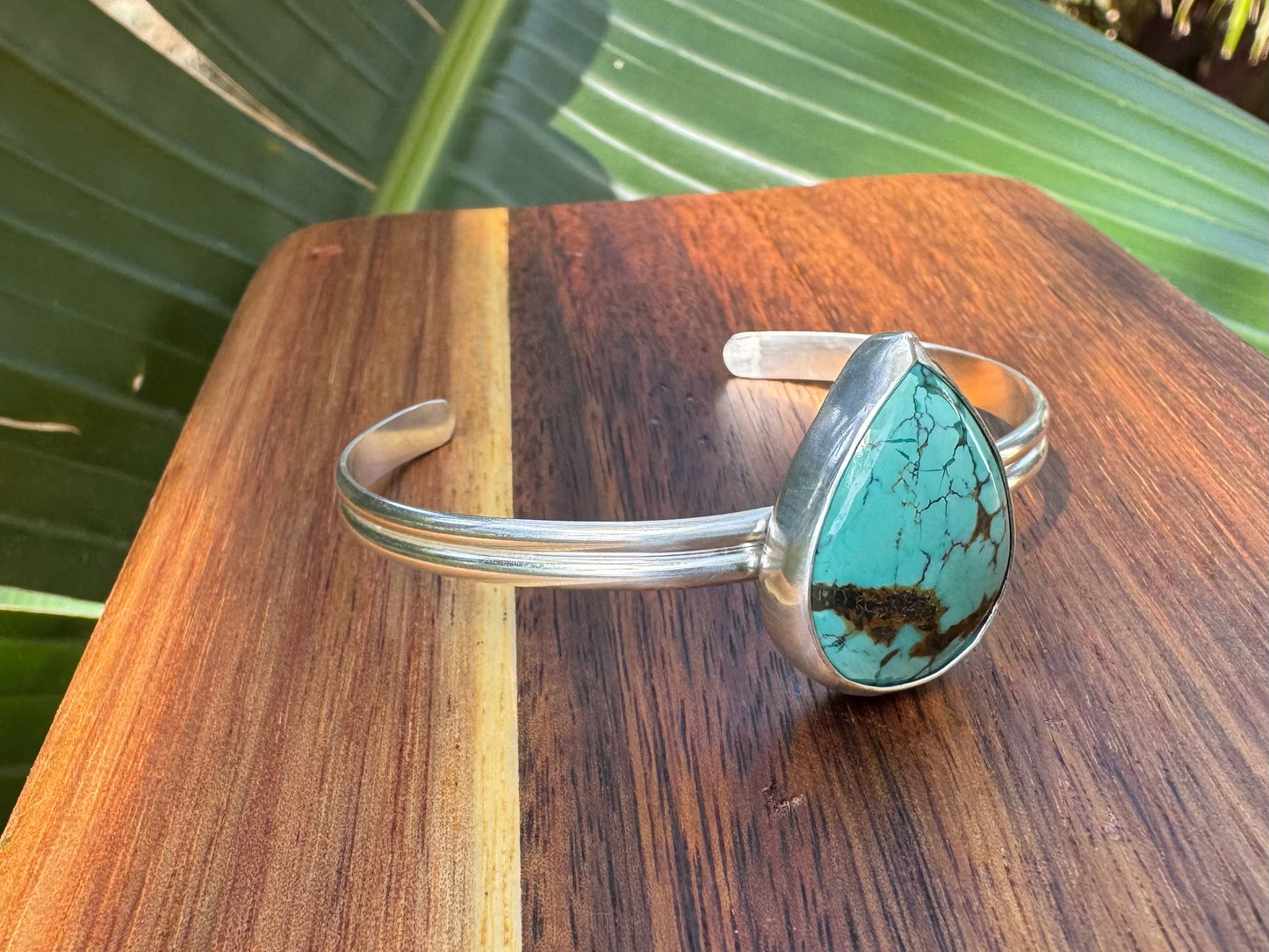 Teardrop Turquoise Silver Cuff
