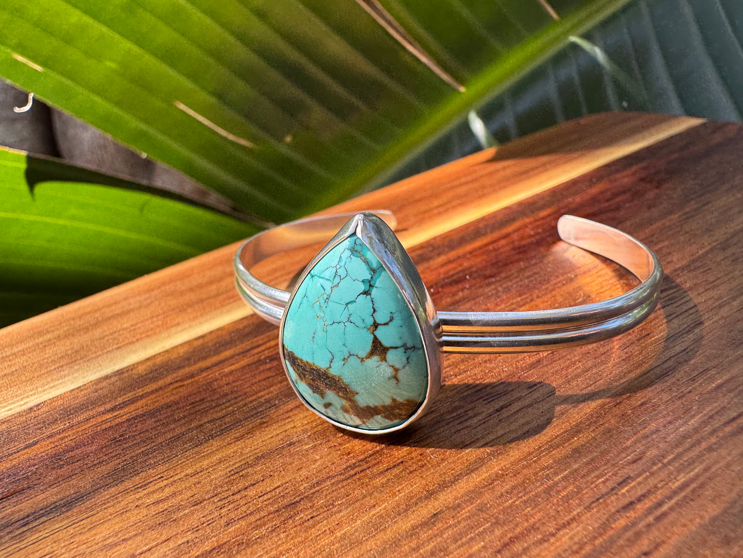Teardrop Turquoise Silver Cuff