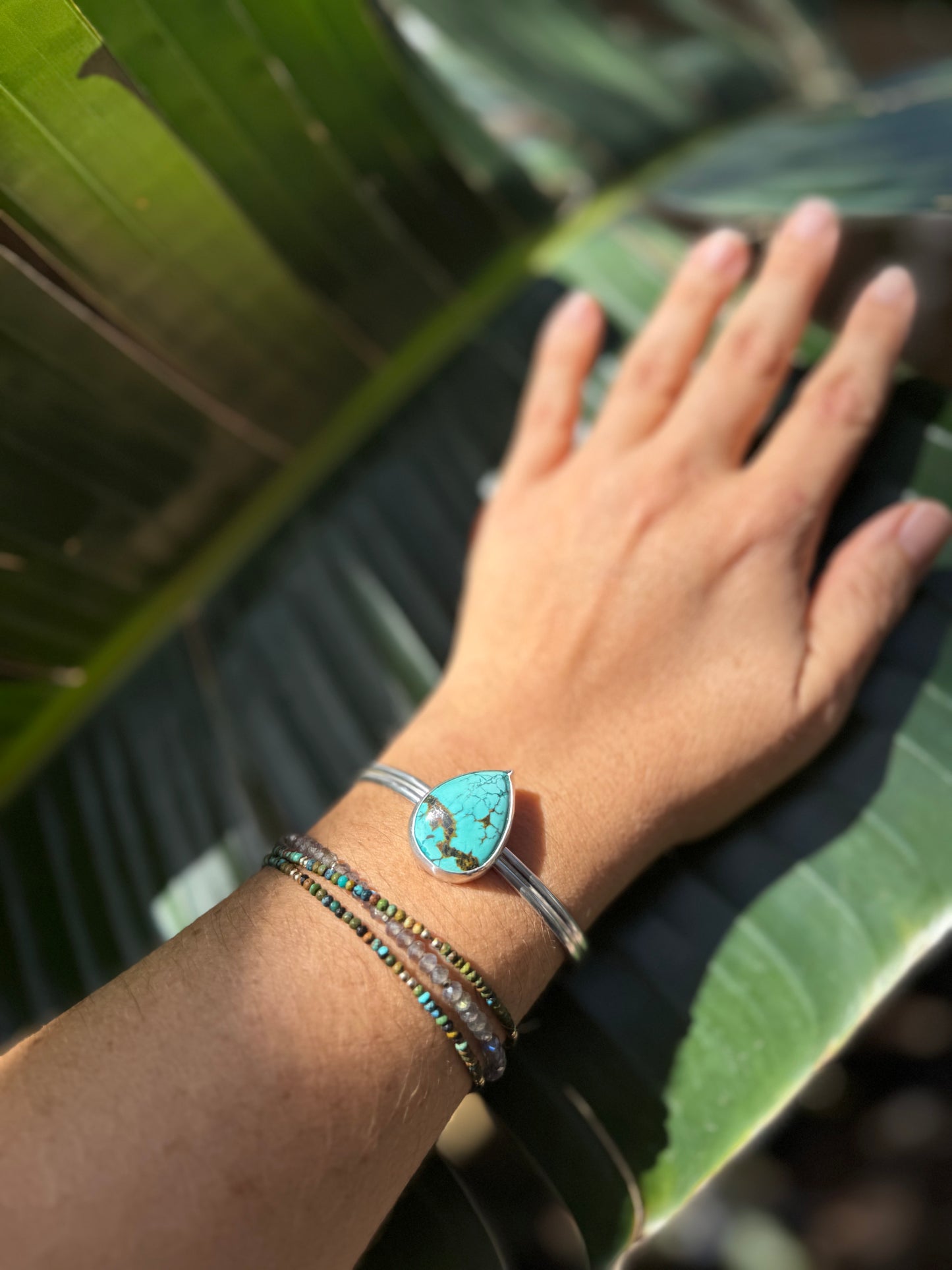 Teardrop Turquoise Silver Cuff