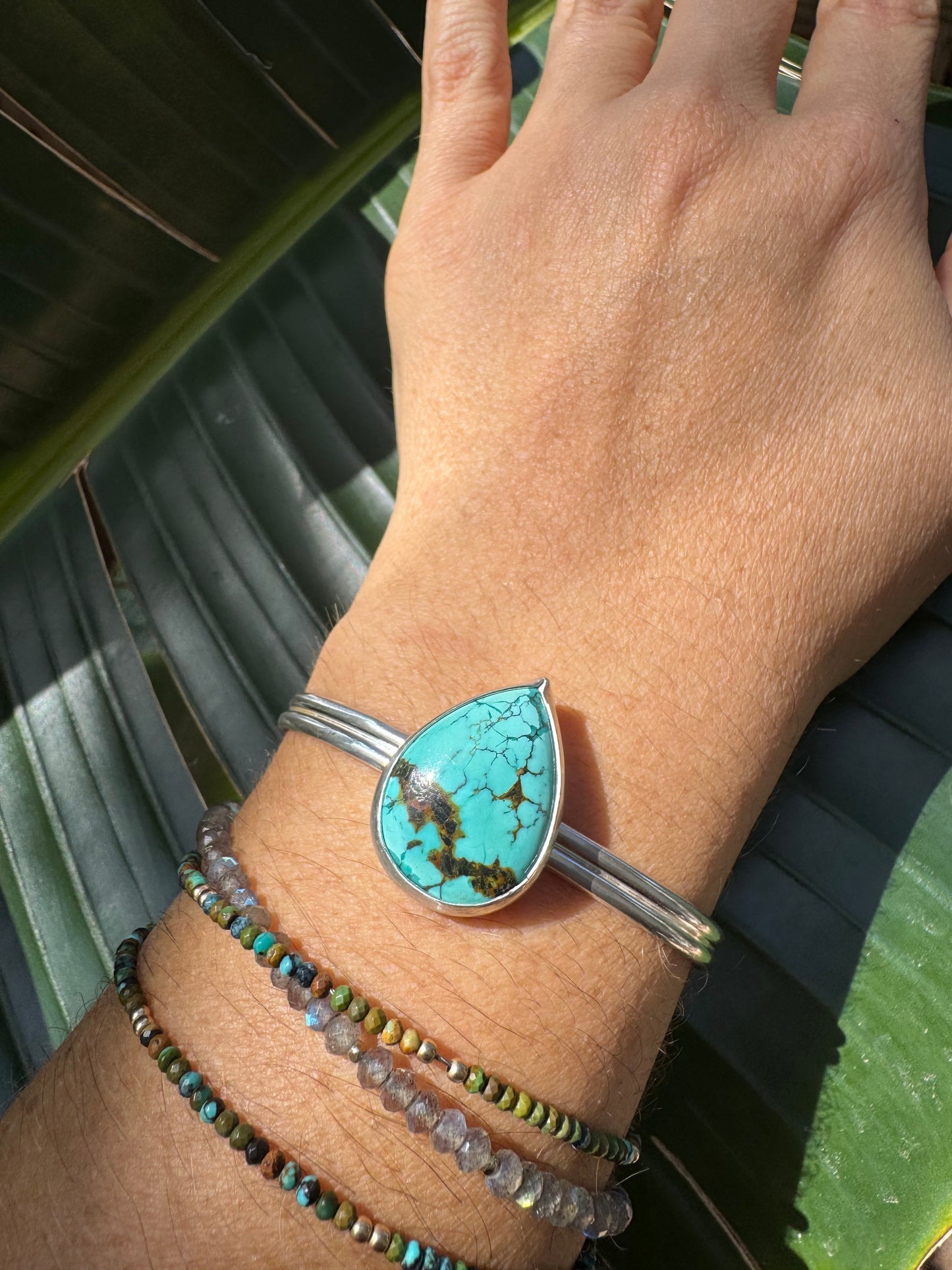 Teardrop Turquoise Silver Cuff
